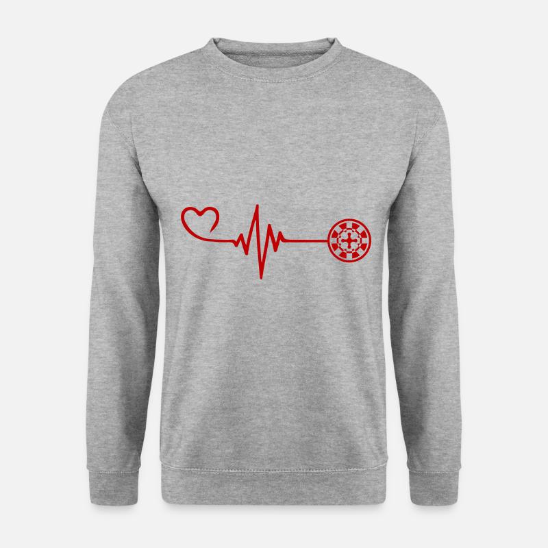 Roulette Puls Herz - Unisex Pullover - Weißgrau meliert