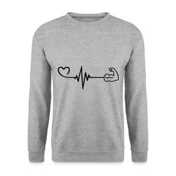 Muscle dumbbell heartbeat - Unisex Sweatshirt - salt & pepper - Front - Alina (178cm) & Michal (187cm)