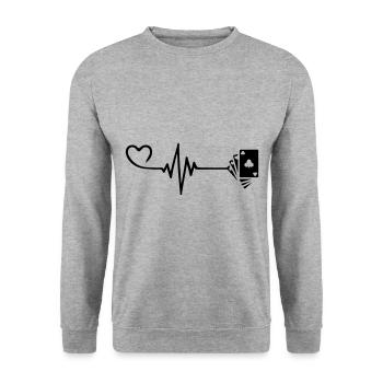 Card Poker Pulse Heart Love - Unisex Sweatshirt - salt & pepper - Front - Alina (178cm) & Michal (187cm)