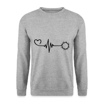 Dornenkrone Jesus Puls Herz Liebe - Unisex Pullover - Weißgrau meliert - Vorne - Alina (178cm) & Michal (187cm)