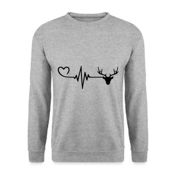 Deer Deer Pulse Heart Love - Unisex Sweatshirt - salt & pepper - Front - Alina (178cm) & Michal (187cm)