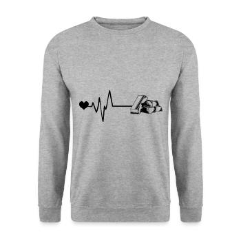 Impulsion d’or Coeur Amour - Sweat-shirt Unisexe - gris chiné - Devant - Alina (178cm) & Michal (187cm)
