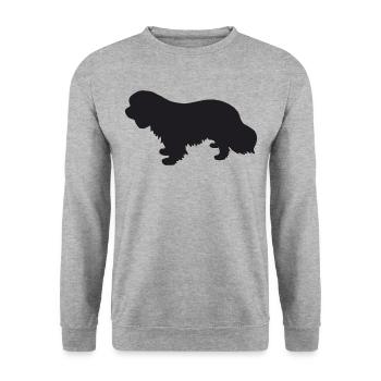 Cavalier King Charles Spaniel Silhouette - Unisex Pullover - Weißgrau meliert - Vorne - Alina (178cm) & Michal (187cm)