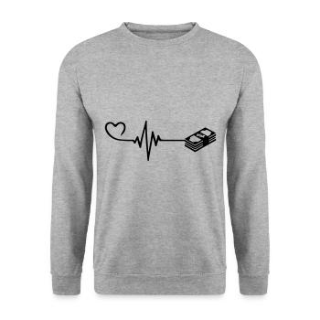 Money heartbeat - Unisex Sweatshirt - salt & pepper - Front - Alina (178cm) & Michal (187cm)