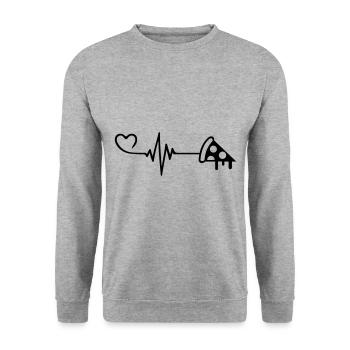 Pizza Pulse Heart Love - Unisex Sweatshirt - salt & pepper - Front - Alina (178cm) & Michal (187cm)