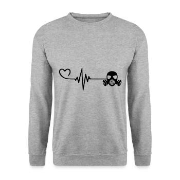 Gas Mask Pulse Heart Love - Unisex Sweatshirt - salt & pepper - Front - Alina (178cm) & Michal (187cm)