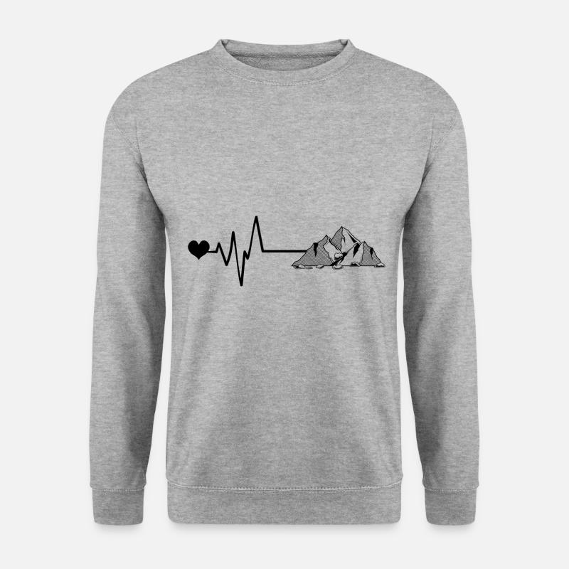 Berge Herzschlag - Unisex Pullover - Weißgrau meliert