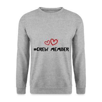 Crew Mitglied Herz Liebe - Unisex Pullover - Weißgrau meliert - Vorne - Alina (178cm) & Michal (187cm)