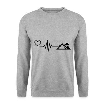 Mountains Pulse Heart - Unisex Sweatshirt - salt & pepper - Front - Alina (178cm) & Michal (187cm)
