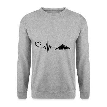 Berge Herzschlag - Unisex Pullover - Weißgrau meliert - Vorne - Alina (178cm) & Michal (187cm)