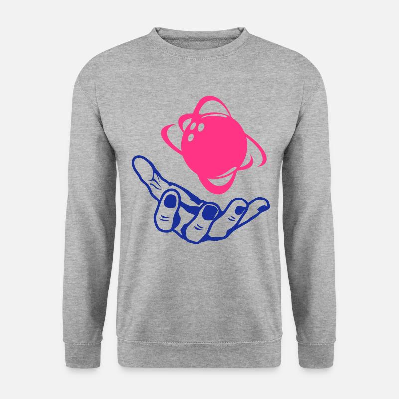 Bowlingkugel mit offener Hand - Unisex Pullover - Weißgrau meliert