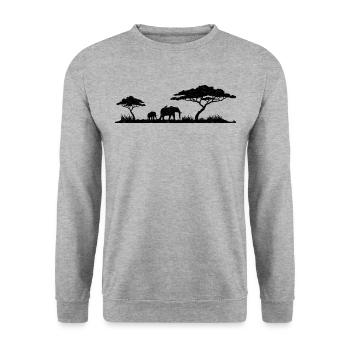 Afrique savane avec des éléphants - Sweat-shirt Unisexe - gris chiné - Devant - Alina (178cm) & Michal (187cm)