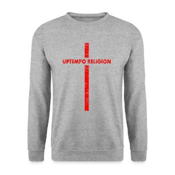 Uptempo - Rave - Hardstyle - Gabber - Gift - Unisex Sweatshirt - salt & pepper - Front - Alina (178cm) & Michal (187cm)