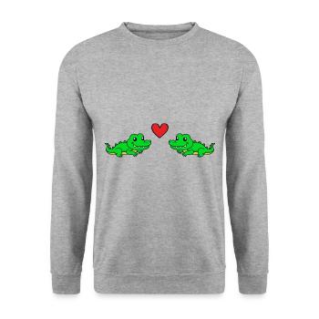 Alligator Comic Animal Couple Love - Unisex Sweatshirt - salt & pepper - Front - Alina (178cm) & Michal (187cm)