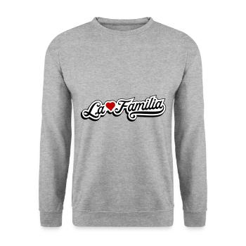 La Familia - Unisex Pullover - Weißgrau meliert - Vorne - Alina (178cm) & Michal (187cm)
