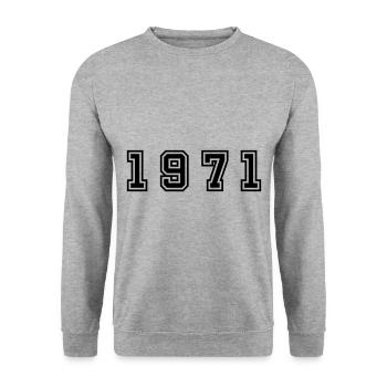 1971 Year Number - Unisex Sweatshirt - salt & pepper - Front - Alina (178cm) & Michal (187cm)