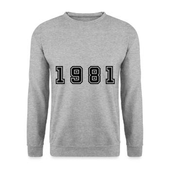 Numéro de l’année 1981 - Sweat-shirt Unisexe - gris chiné - Devant - Alina (178cm) & Michal (187cm)