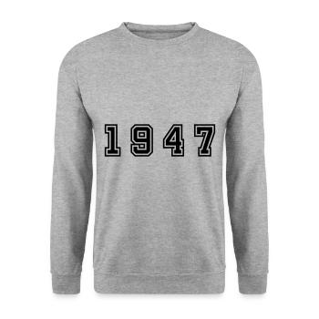 1947 numéro d'année - Sweat-shirt Unisexe - gris chiné - Devant - Alina (178cm) & Michal (187cm)