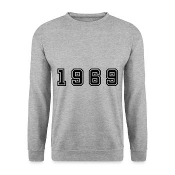 1969 Year Number - Unisex Sweatshirt - salt & pepper - Front - Alina (178cm) & Michal (187cm)