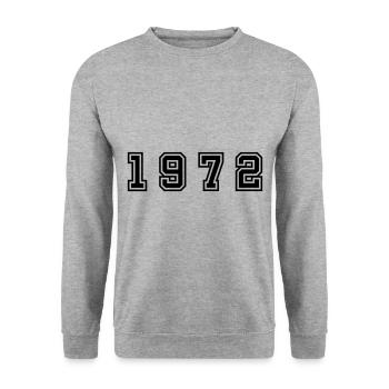 1972 Jahr Zahl - Unisex Pullover - Weißgrau meliert - Vorne - Alina (178cm) & Michal (187cm)
