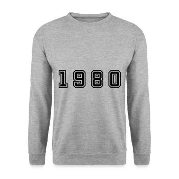 Numéro de l’année 1980 - Sweat-shirt Unisexe - gris chiné - Devant - Alina (178cm) & Michal (187cm)