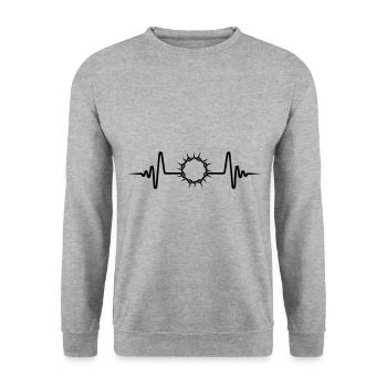 Dornenkrone Jesus Puls - Unisex Pullover - Weißgrau meliert - Vorne - Alina (178cm) & Michal (187cm)