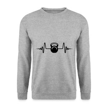 Impulsion de poids d’haltère - Sweat-shirt Unisexe - gris chiné - Devant - Alina (178cm) & Michal (187cm)