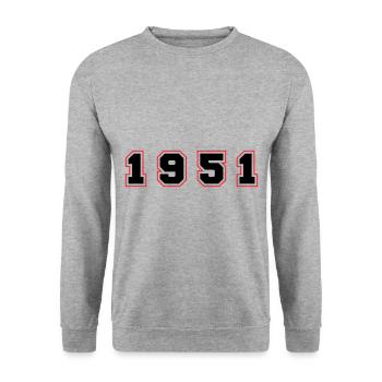 1951 Year Number - Unisex Sweatshirt - salt & pepper - Front - Alina (178cm) & Michal (187cm)