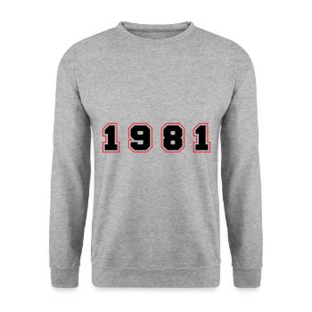 Numéro de l’année 1981 - Sweat-shirt Unisexe - gris chiné - Devant - Alina (178cm) & Michal (187cm)