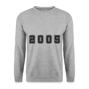 2005 Jahr Zahl - Unisex Pullover - Weißgrau meliert - Vorne - Alina (178cm) & Michal (187cm)