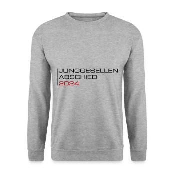 Junggesellen Abschied 2024 - Unisex Pullover - Weißgrau meliert - Vorne - Alina (178cm) & Michal (187cm)