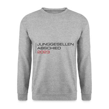 Junggesellen Abschied 2023 - Unisex Pullover - Weißgrau meliert - Vorne - Alina (178cm) & Michal (187cm)