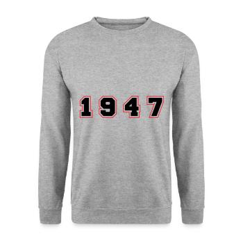 1947 Year Number - Unisex Sweatshirt - salt & pepper - Front - Alina (178cm) & Michal (187cm)