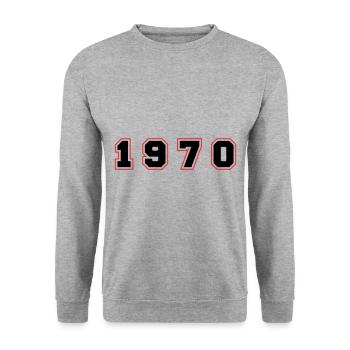 Numéro de l’année 1970 - Sweat-shirt Unisexe - gris chiné - Devant - Alina (178cm) & Michal (187cm)