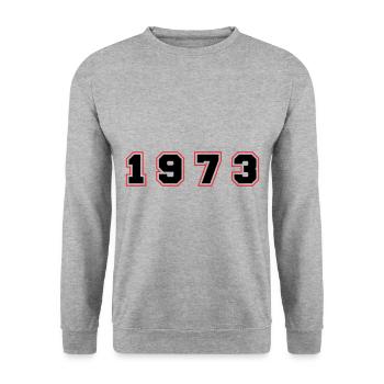 Numéro de l’année 1973 - Sweat-shirt Unisexe - gris chiné - Devant - Alina (178cm) & Michal (187cm)