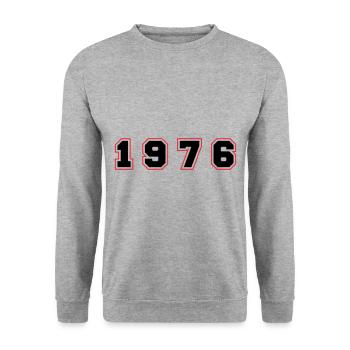 Numéro de l’année 1976 - Sweat-shirt Unisexe - gris chiné - Devant - Alina (178cm) & Michal (187cm)