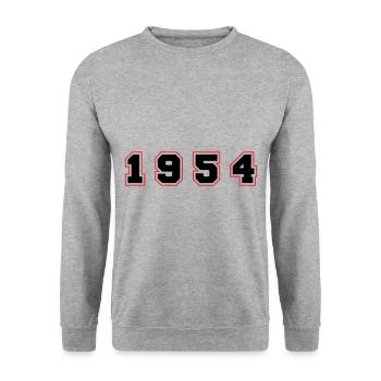 1954 Year Number - Unisex Sweatshirt - salt & pepper - Front - Alina (178cm) & Michal (187cm)