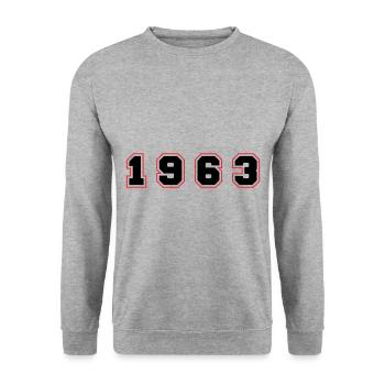 1963 Year Number - Unisex Sweatshirt - salt & pepper - Front - Alina (178cm) & Michal (187cm)