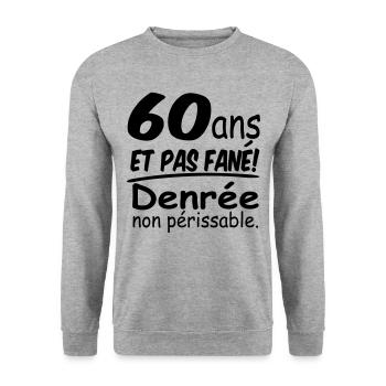 ANNIVERSAIRE 60 ANS/VISUEL HUMOUR/DESIGN HOMMES - Sweat-shirt Unisexe - gris chiné - Devant - Alina (178cm) & Michal (187cm)