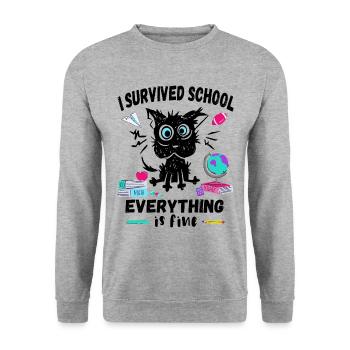 Last day of school, I survived School - Unisex Sweatshirt - salt & pepper - Front - Alina (178cm) & Michal (187cm)