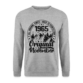1965 November Original 59 Years Anniversary Gift - Unisex Sweatshirt - salt & pepper - Front - Alina (178cm) & Michal (187cm)