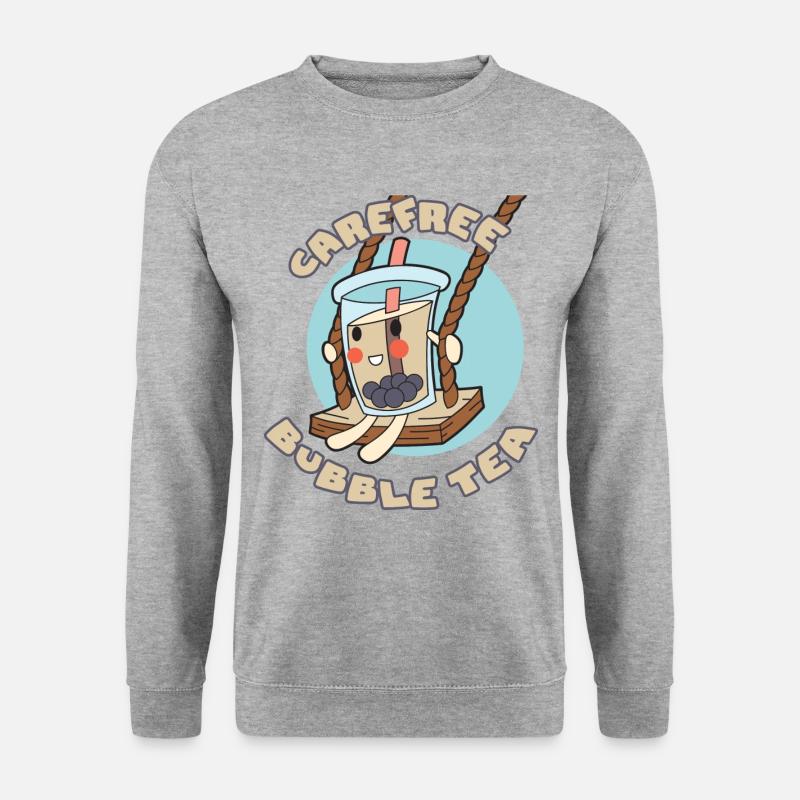 Sorgloser Bubble Tea - Unisex Pullover - Weißgrau meliert