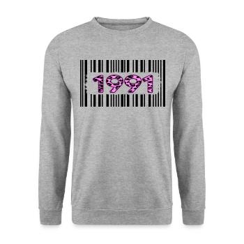 1991 birthday barcode pink leopard retro party - Unisex Sweatshirt - salt & pepper - Front - Alina (178cm) & Michal (187cm)