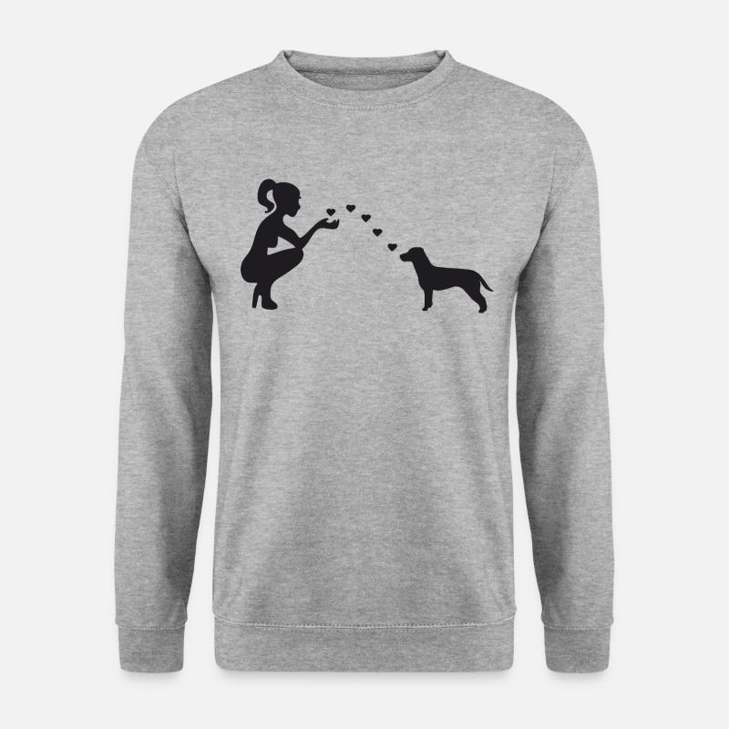 Jack Russell Terrier mit Frau - Unisex Pullover - Weißgrau meliert