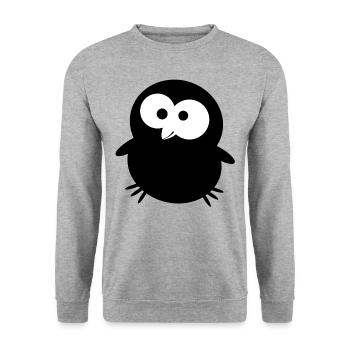 Lustiger Rabe Kraehe Schwarzer - Unisex Pullover - Weißgrau meliert - Vorne - Alina (178cm) & Michal (187cm)