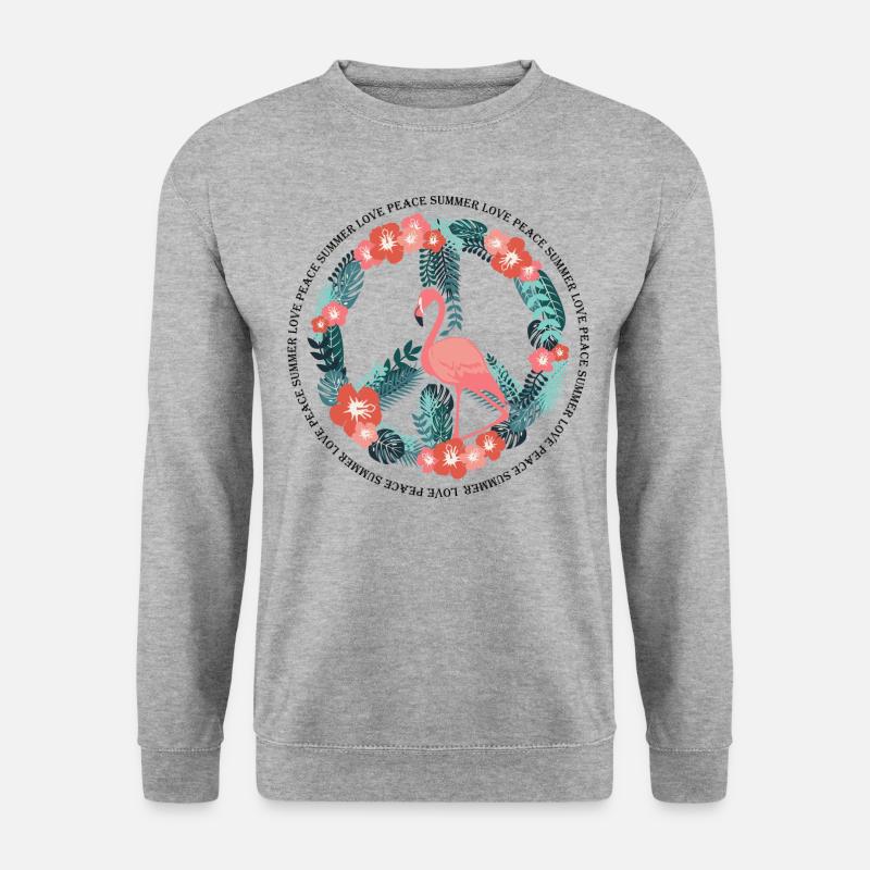 Flamingo Sommer - Unisex Pullover - Weißgrau meliert