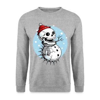 Bonhomme de neige crâne // Totenkopf Schneemann FS0085 - Sweat-shirt Unisexe - gris chiné - Devant - Alina (178cm) & Michal (187cm)