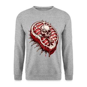 Steak Skull // Skull Meat // BBQ FS0108 - Unisex Sweatshirt - salt & pepper - Front - Alina (178cm) & Michal (187cm)