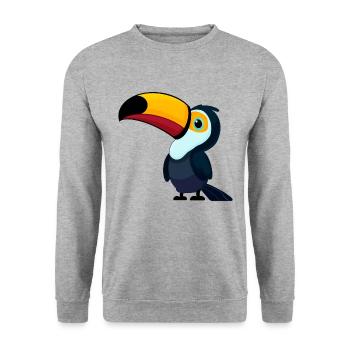TOUCAN, TUCAN, OISEAUX, OISEAU, ANIMAL, COLORÉ, NATURE, TROPIQUES - Sweat-shirt Unisexe - gris chiné - Devant - Alina (178cm) & Michal (187cm)