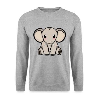 ELEPHANT, BABY, SITTING, WILDLIFE, ANIMAL, TRUNK, NATURE, ZOO - Unisex Sweatshirt - salt & pepper - Front - Alina (178cm) & Michal (187cm)